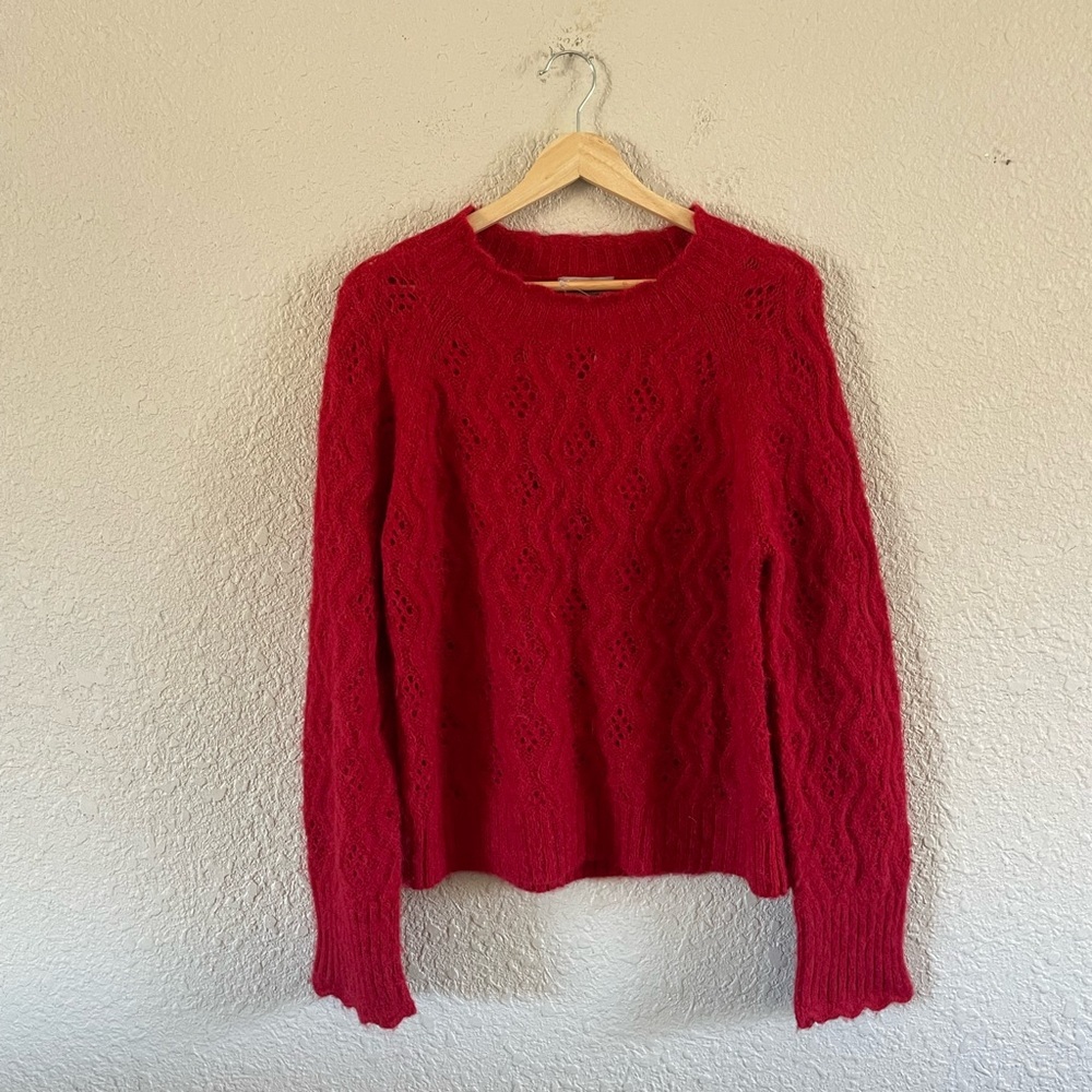 J. Crew Alpaca Blend Pointelle Scallop Trim Sweater NWT